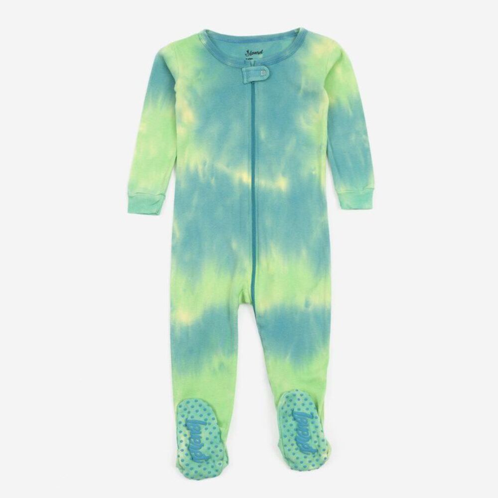 LEVERET -  Footed Cotton Pajamas Tie Dye Colorful 12- Colorful